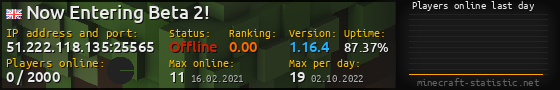 Userbar 560x90 with online players chart for server 51.222.118.135:25565