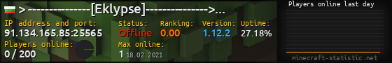 Userbar 560x90 with online players chart for server 91.134.165.85:25565