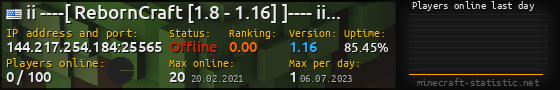 Userbar 560x90 with online players chart for server 144.217.254.184:25565