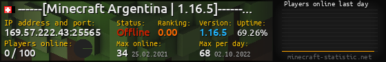Userbar 560x90 with online players chart for server 169.57.222.43:25565