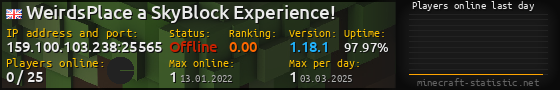 Userbar 560x90 with online players chart for server 159.100.103.238:25565