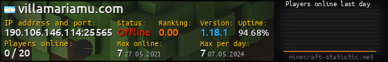 Userbar 560x90 with online players chart for server 190.106.146.114:25565