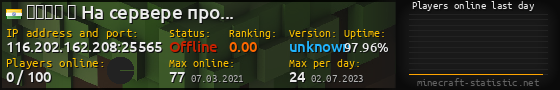 Userbar 560x90 with online players chart for server 116.202.162.208:25565