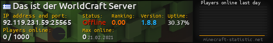 Userbar 560x90 with online players chart for server 92.119.231.59:25565