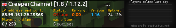 Userbar 560x90 with online players chart for server 88.99.161.29:25565
