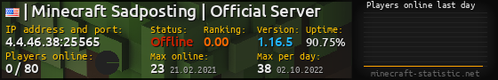 Userbar 560x90 with online players chart for server 4.4.46.38:25565