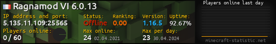 Userbar 560x90 with online players chart for server 5.135.11.109:25565