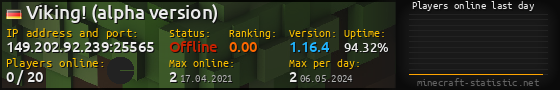 Userbar 560x90 with online players chart for server 149.202.92.239:25565