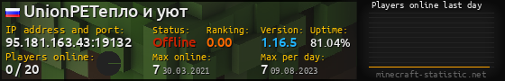 Userbar 560x90 with online players chart for server 95.181.163.43:19132