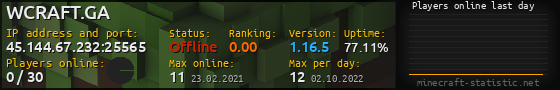 Userbar 560x90 with online players chart for server 45.144.67.232:25565