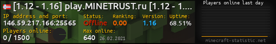 Userbar 560x90 with online players chart for server 146.59.217.166:25565
