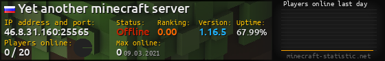 Userbar 560x90 with online players chart for server 46.8.31.160:25565