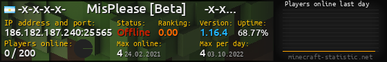 Userbar 560x90 with online players chart for server 186.182.187.240:25565