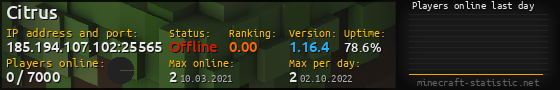 Userbar 560x90 with online players chart for server 185.194.107.102:25565