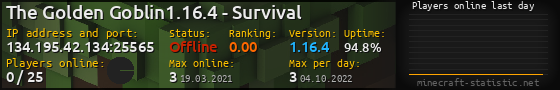 Userbar 560x90 with online players chart for server 134.195.42.134:25565