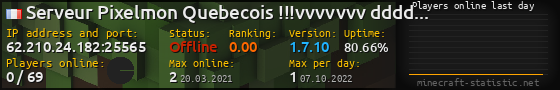 Userbar 560x90 with online players chart for server 62.210.24.182:25565