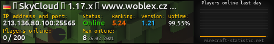 Userbar 560x90 with online players chart for server 213.136.80.100:25565