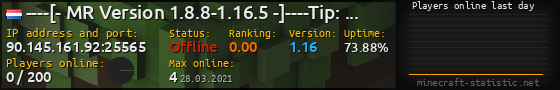 Userbar 560x90 with online players chart for server 90.145.161.92:25565