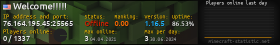 Userbar 560x90 with online players chart for server 76.164.195.45:25565