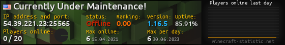 Userbar 560x90 with online players chart for server 54.39.221.23:25565