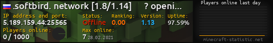 Userbar 560x90 with online players chart for server 5.189.159.44:25565