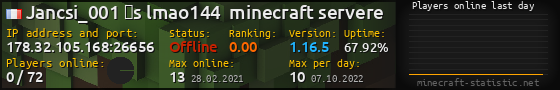 Userbar 560x90 with online players chart for server 178.32.105.168:26656