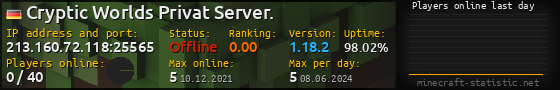 Userbar 560x90 with online players chart for server 213.160.72.118:25565