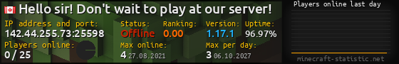 Userbar 560x90 with online players chart for server 142.44.255.73:25598