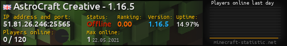 Userbar 560x90 with online players chart for server 51.81.26.246:25565
