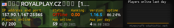 Userbar 560x90 with online players chart for server 157.90.1.167:25565