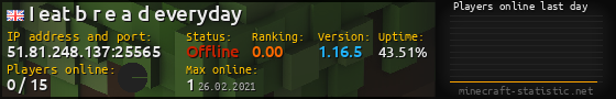 Userbar 560x90 with online players chart for server 51.81.248.137:25565