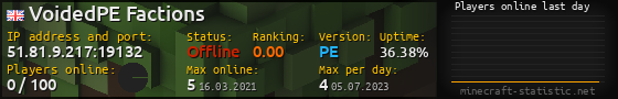 Userbar 560x90 with online players chart for server 51.81.9.217:19132