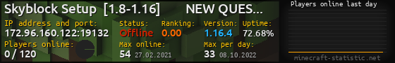 Userbar 560x90 with online players chart for server 172.96.160.122:19132