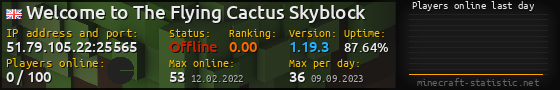 Userbar 560x90 with online players chart for server 51.79.105.22:25565