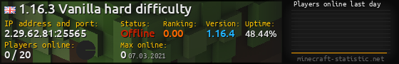 Userbar 560x90 with online players chart for server 2.29.62.81:25565