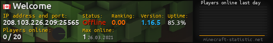 Userbar 560x90 with online players chart for server 208.103.226.209:25565