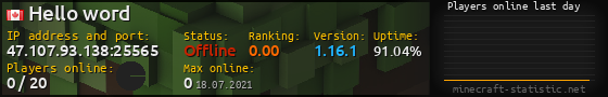 Userbar 560x90 with online players chart for server 47.107.93.138:25565