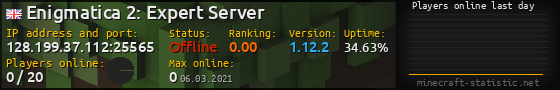 Userbar 560x90 with online players chart for server 128.199.37.112:25565