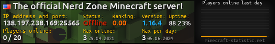 Userbar 560x90 with online players chart for server 138.197.238.169:25565