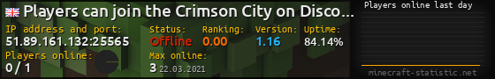 Userbar 560x90 with online players chart for server 51.89.161.132:25565
