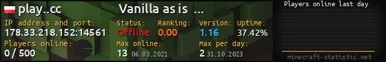 Userbar 560x90 with online players chart for server 178.33.218.152:14561