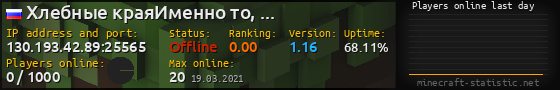 Userbar 560x90 with online players chart for server 130.193.42.89:25565