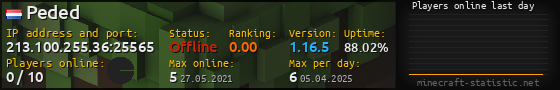 Userbar 560x90 with online players chart for server 213.100.255.36:25565