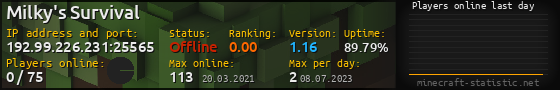 Userbar 560x90 with online players chart for server 192.99.226.231:25565