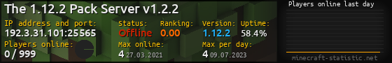 Userbar 560x90 with online players chart for server 192.3.31.101:25565
