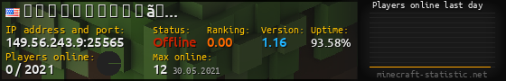 Userbar 560x90 with online players chart for server 149.56.243.9:25565