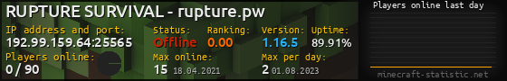 Userbar 560x90 with online players chart for server 192.99.159.64:25565