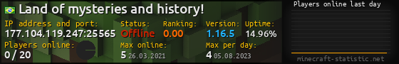 Userbar 560x90 with online players chart for server 177.104.119.247:25565