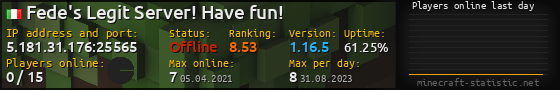 Userbar 560x90 with online players chart for server 5.181.31.176:25565