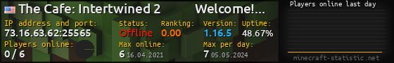 Userbar 560x90 with online players chart for server 73.16.63.62:25565